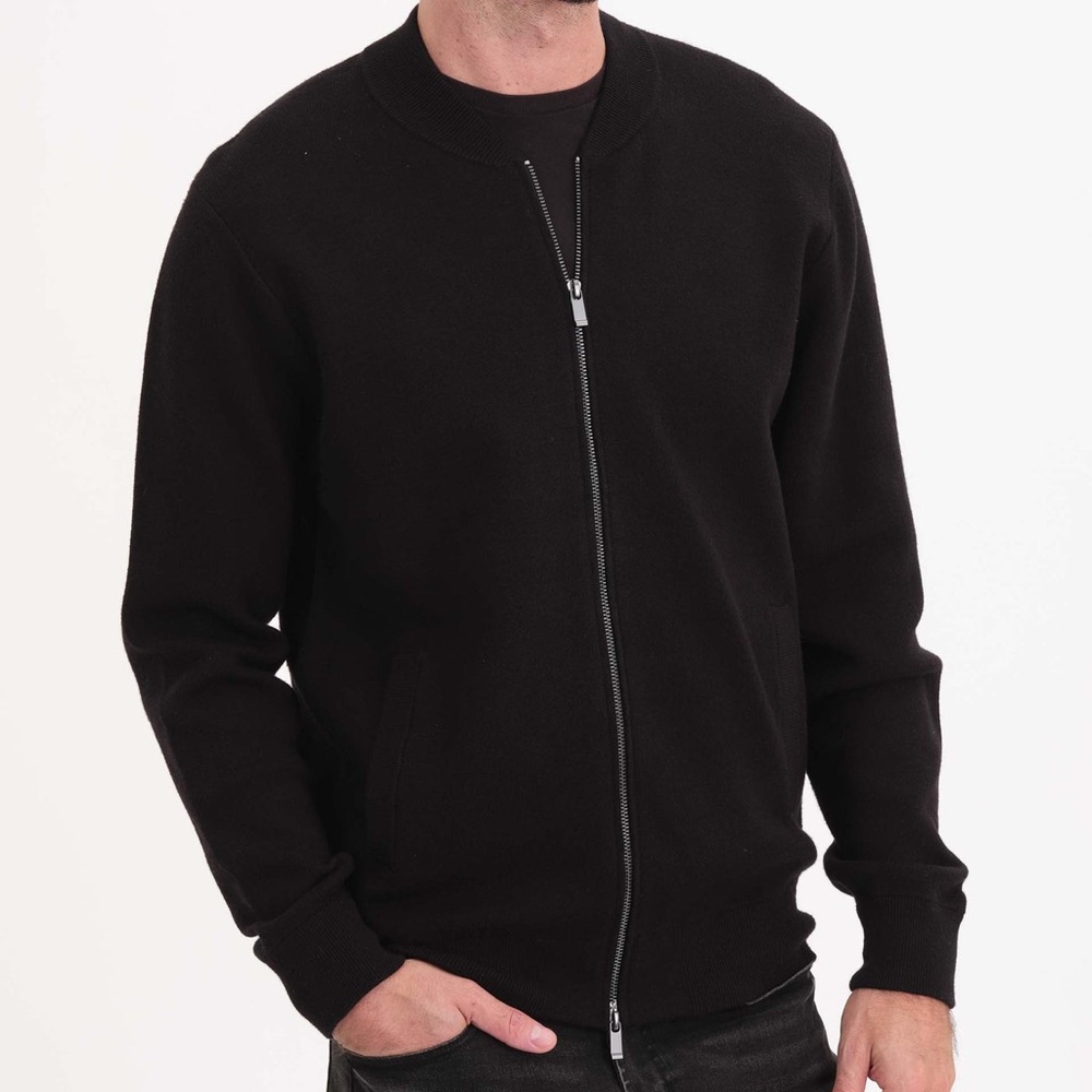 Elie Tahari black Full Zip Cardigan Sweater men's M